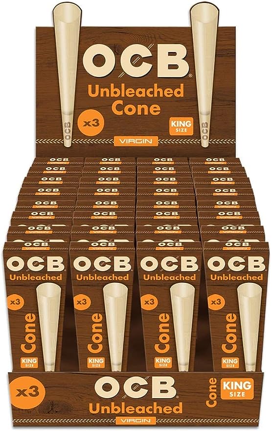 OCB Virgin Unbleached Pre-Rolled Cones (3 Packs of 32CT) | 1 Box