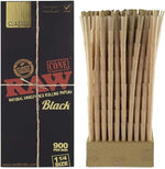 Load image into Gallery viewer, RAW Classic Black Pre-Rolled Cones - Bulk 900 Count (1 1/4 Size) | 1 Box
