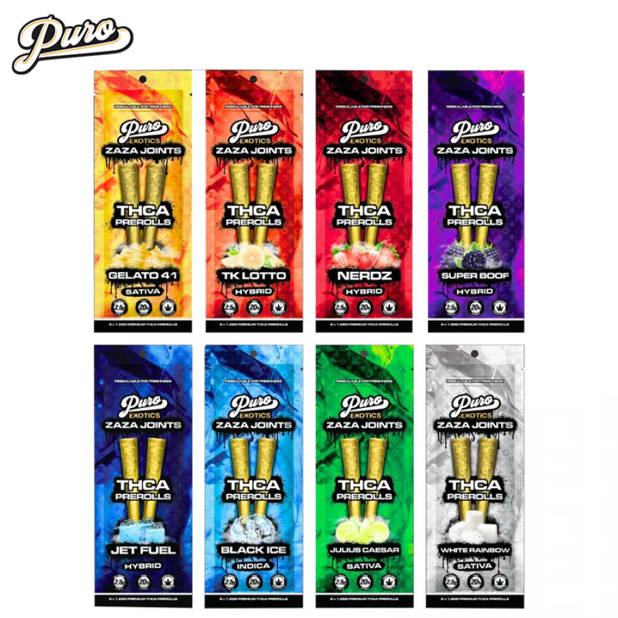 PURO EXOTICS ZAZA JOINTS THC-A 3G 2PK-10CT| 1 BOX