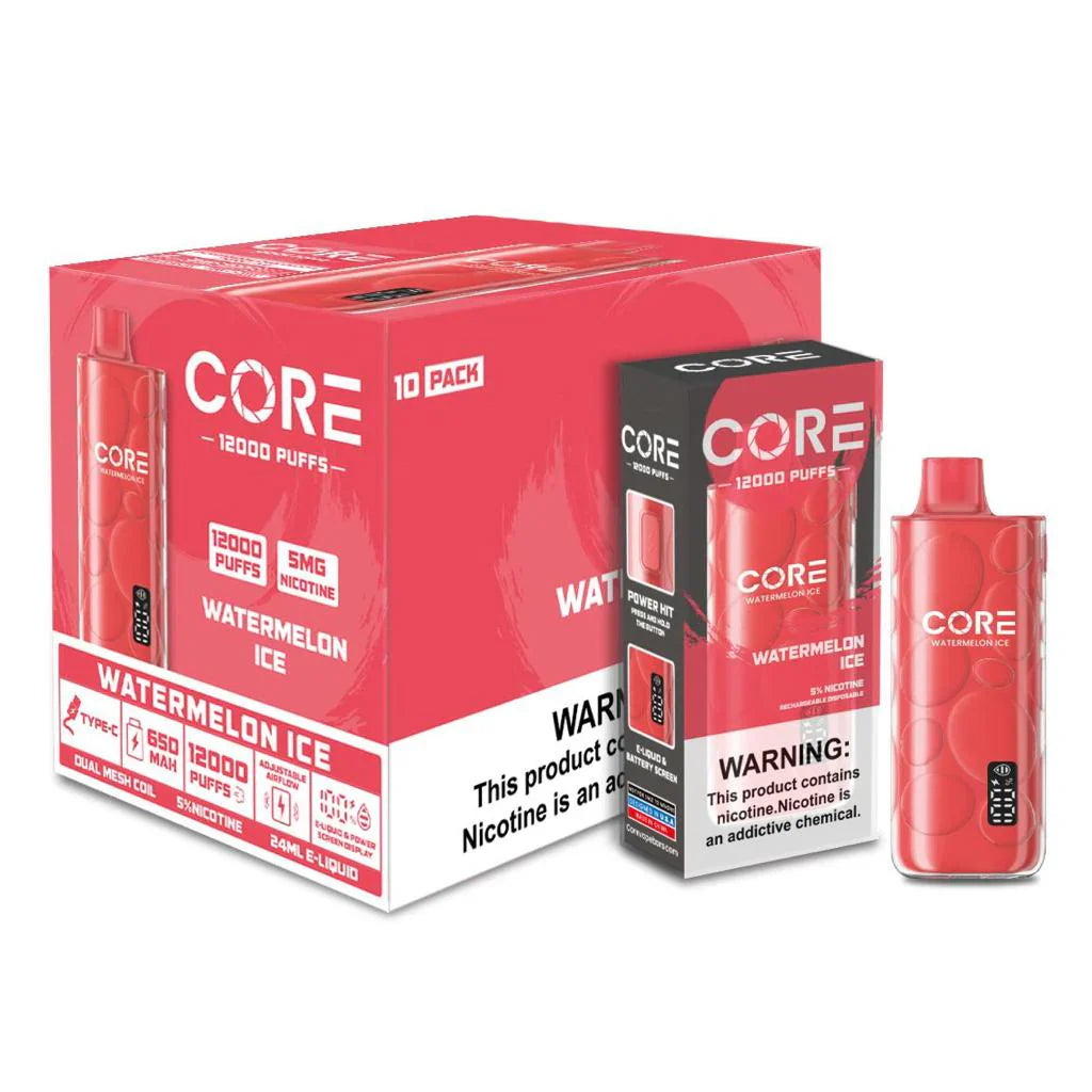 Core 12,000- Disposable Vape with LED Display – 10 Count | 1 Box